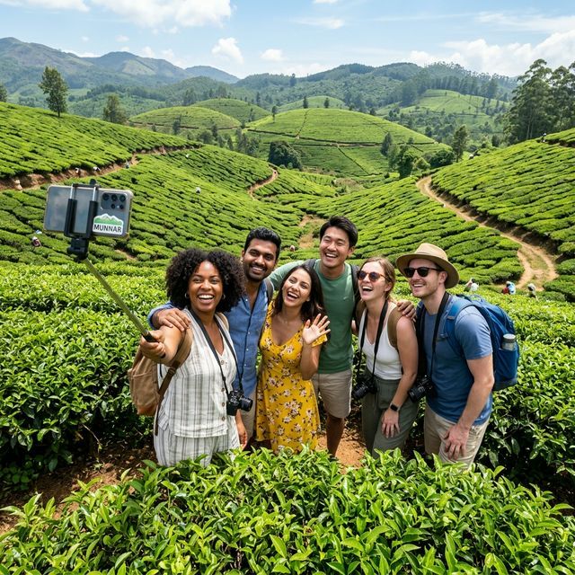 Travelers in Munnar Tea Garden