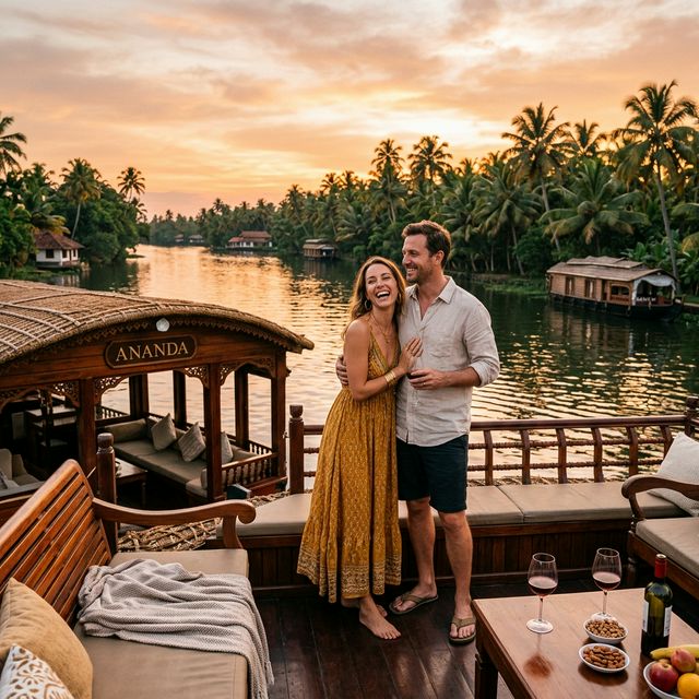 Couple on Alleppey Houseboat