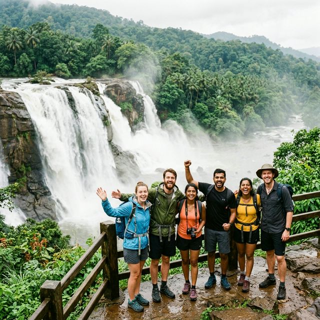 Group at Athirappilly Waterfalls